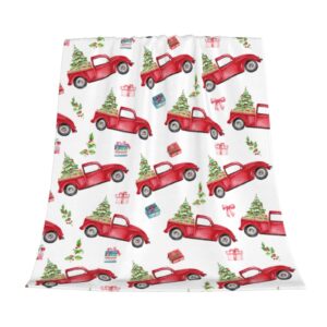 blanket red truck and christmas tree, soft warm lightweight throw blanket, for boys & girls - 40"x50" soft fleece blankets