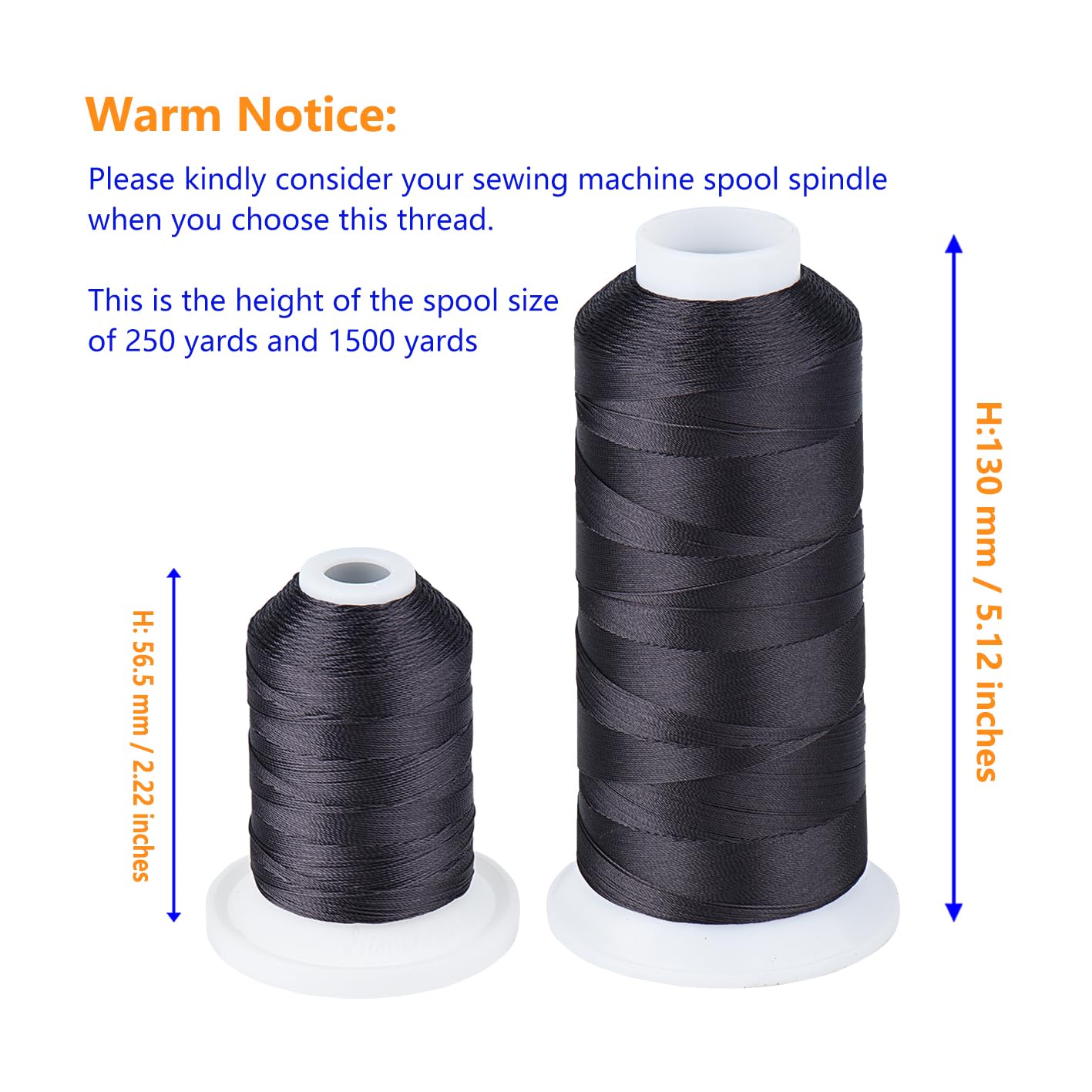 UV Resistant - Heavy Duty Outdoor Thread for Hand or Machine Sewing - Simthread 100% Polyester Bonded Thread Tex 69 (12wt) - 1500 Yards NP-Black