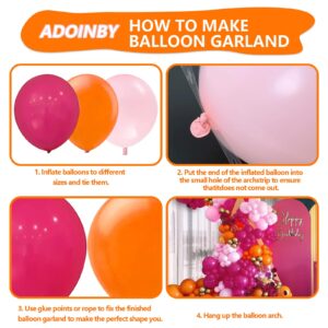 Pink and Orange Balloon Arch Kit, ADOINBY 161Pcs Hot Pink Orange Metallic Gold Latex Balloon Garland kit, 18 12 10 5 Inch Different Size Balloons for Birthday Baby Shower Wedding Party Decorations