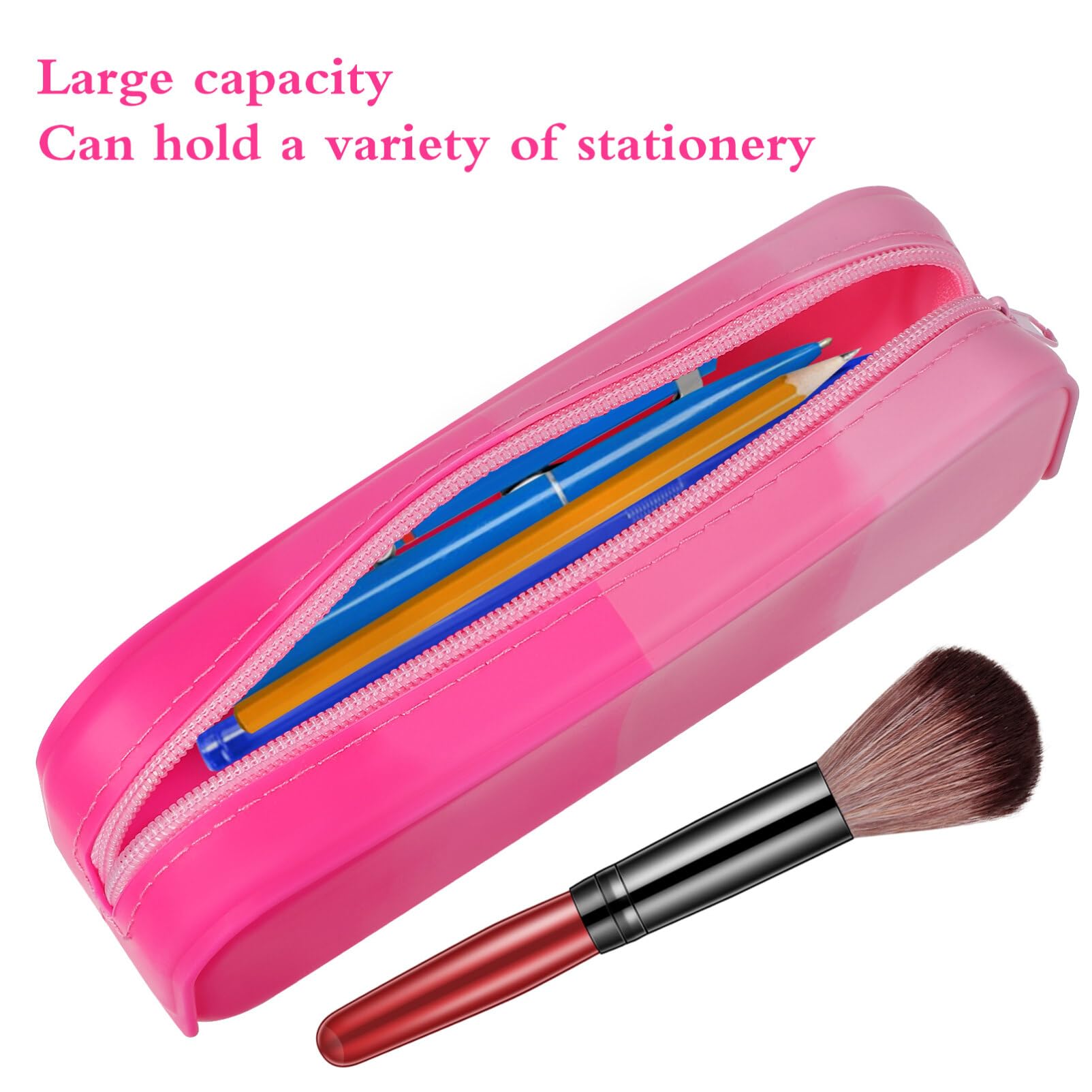 Silicone Pencil Case Pouch Bag Candy Color Pencil Case Cute Pen Case Silicone Pencil Case Small Cute Aesthetic Zipper Pencil Pouch for Travel Cosmetics Makeup (Pink)