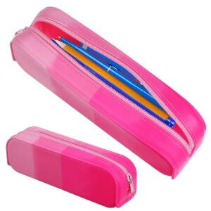 silicone pencil case pouch bag candy color pencil case cute pen case silicone pencil case small cute aesthetic zipper pencil pouch for travel cosmetics makeup (pink)