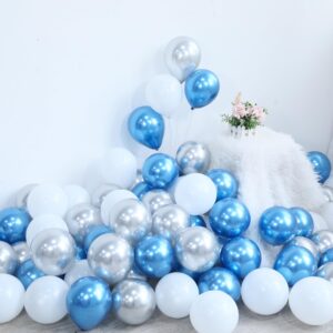 PageebO 147 pcs Snowflake Balloon Arch Kit Ice Snow Blue White Snow Confetti Balloons for Winter Wonderland Theme Party Baby Shower Party Birthday Party Decoration