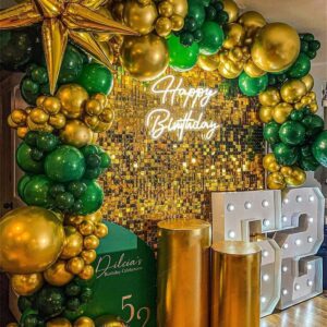 ADOINBY Green and Gold Balloon Arch Kit, 140Pcs Emerald Forest Hunter Dark Green Metallic Gold Balloon Garland Kit for Wedding, Engagements, Birthday, Baby Shower, Anniversary Party Decorations