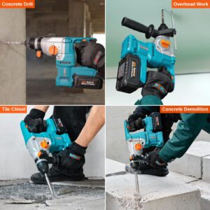 Berserker 20V Cordless 1-1/8" Rotary Hammer Drill SDS-Plus Brushless Motor with Safety Clutch, 4.0Ah Lithium-Ion Battery Powered, 3.0A Fast Charger, 4 Modes Variable Speed Rotomartillo for Concrete