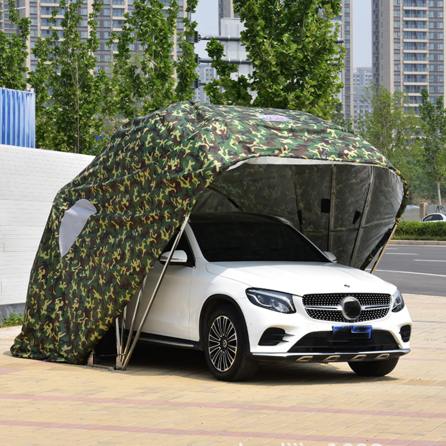 Heavy Duty Carport, Fully Automatic Large Huge Portable Garage, Stainless Steel Material Folding Telescopic Car Tent, Outdoor Car Canopy for Auto,5.9 * 2.5 * 2.45M/19 * 8.2 * 8ft