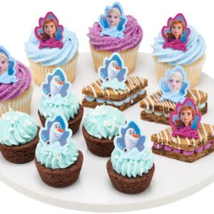 DecoPac Frozen II Rings, Cupcake Decorations Featuring Elsa, Anna, And Olaf For Birthday And Christmas Celebrations - 24 Pack