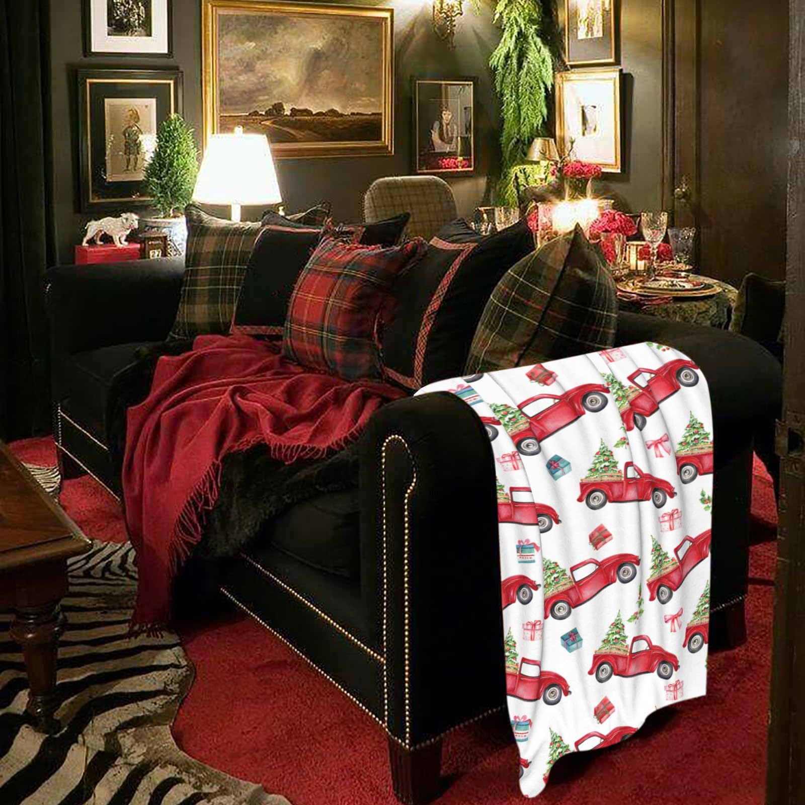 Blanket Red Truck and Christmas Tree, Soft Warm Lightweight Throw Blanket, for Boys & Girls - 40"x50" Soft Fleece Blankets