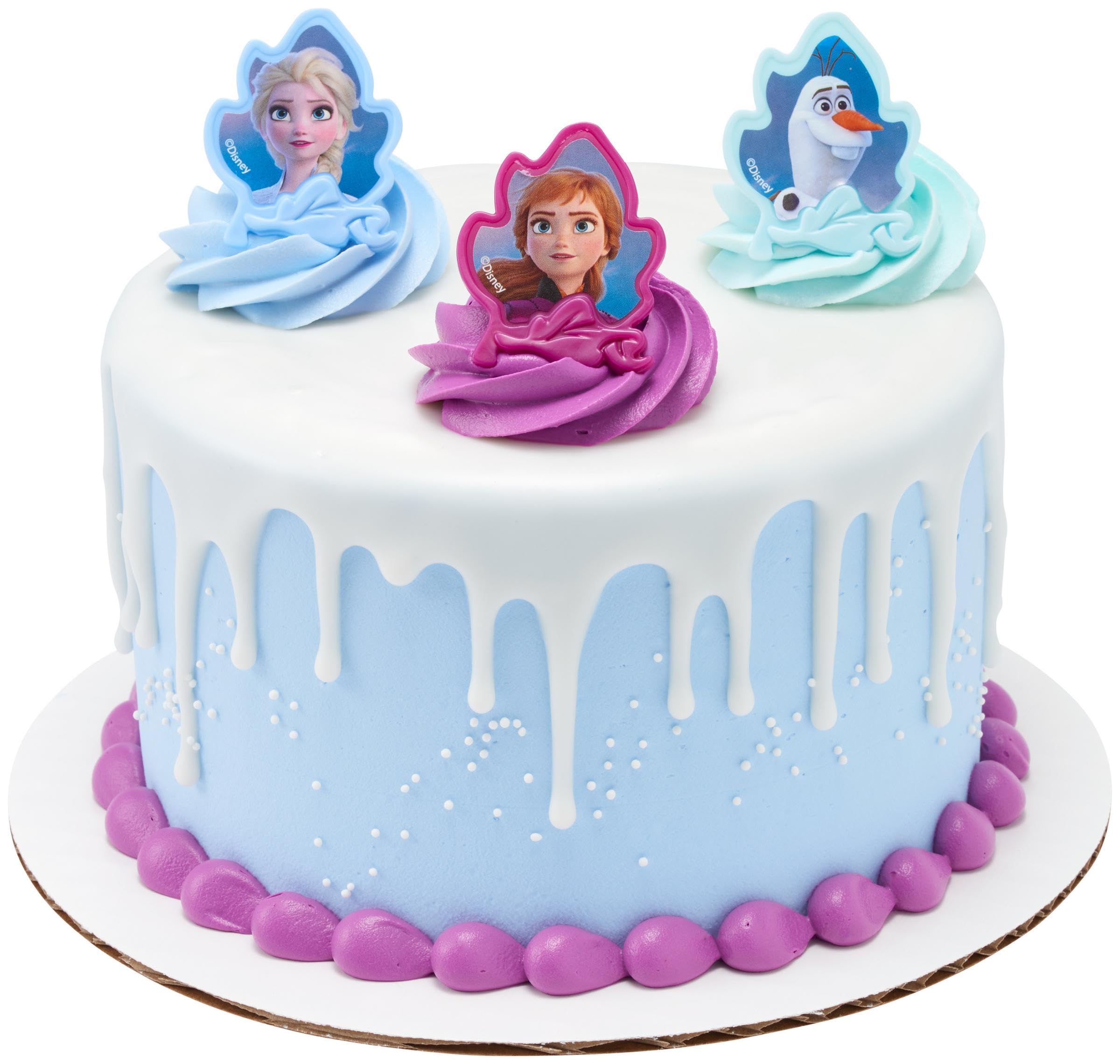 DecoPac Frozen II Rings, Cupcake Decorations Featuring Elsa, Anna, And Olaf For Birthday And Christmas Celebrations - 24 Pack