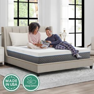 Queen Mattress 12 Inch, Memory Foam Queen Size Mattress Made in USA, Medium Firm Feel, Zoned Pressure Relief, Certified Safe Foams and Fabric, Mattress in A Box