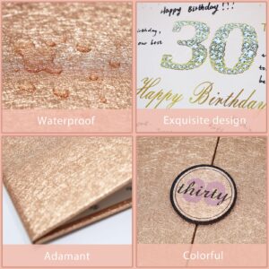 Crenics Rose Gold 30th Birthday Decorations, Creative 30th Birthday Guest Sign in Book Alternative, Large 30th Birthday Signature Book 12" x 18", Great 30 Years Old Birthday Gifts for Women