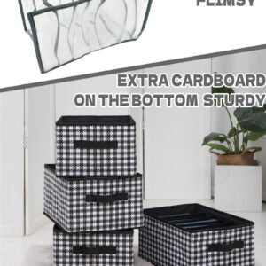 MYTHAUS 3 Pack Large Wardrobe Clothes Organizer, 6 Grid Closet Organizer for Jeans, Pants, T-Shirts, Underwear, Scarf, Foldable Fabric Drawer Organizer Storage Bin with Dual Handles, Black and White