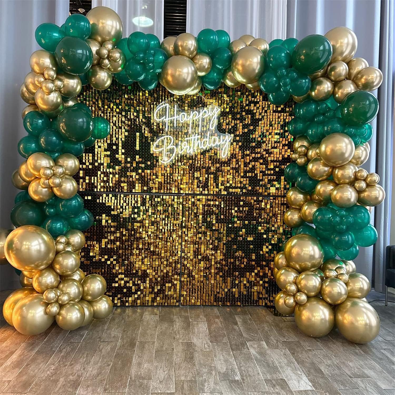 ADOINBY Green and Gold Balloon Arch Kit, 140Pcs Emerald Forest Hunter Dark Green Metallic Gold Balloon Garland Kit for Wedding, Engagements, Birthday, Baby Shower, Anniversary Party Decorations