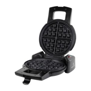 West Bend Belgian Waffle Maker, Makes 7-Inch Waffles, 180-Degree Flip with PTFE-Free Non-Stick Plates, Vertical Storage and Non-Skid Rubber Feet, 1000-Watts, Black