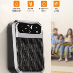 GiveBest 800W Wall Outlet Space Heater with Remote,LED Display Small Plug in Electric Heater with Adjustable Thermostat and Timer for rv and Home Office Bathroom Indoor Use