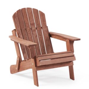 oversized wooden folding adirondack chair with pre-assembled backrest and seat board, lounge chair for outdoor patio garden lawn backyard firepit deck pool beach