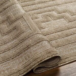 Mark&Day Outdoor Rugs, 8x10 Cassoday Modern Indoor/Outdoor Brown Area Rug, Non Shedding Brown Carpet for Patio, Porch, Deck, Bedroom, Living Room or Kitchen (7'10" x 10')