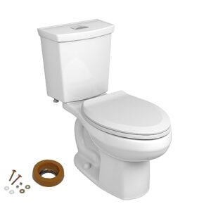 american standard 606ca002.020 h2option two-piece toilet with toilet seat and wax ring, elongated front, standard height, dual flush, white, 0.92 - 1.28 gpf