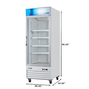 KoolMore MDF-1GD-23C-WH 31 in. Commercial One Glass Door Display Upright Freezer Merchandiser in White 23 Cu. Ft