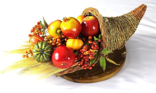 cornucopia basket for thanksgiving decor. (19'' cornucopia)