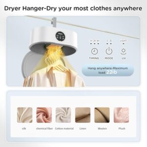 EasyAcc Clothes Dryer - Upgraded 20min - 2H Quickly Drying, Timer, Easy to Use, Clothes Dryer Electric for Apartments Travel Dorm RVs, For Light Clothes, Underwear, Swimsuit