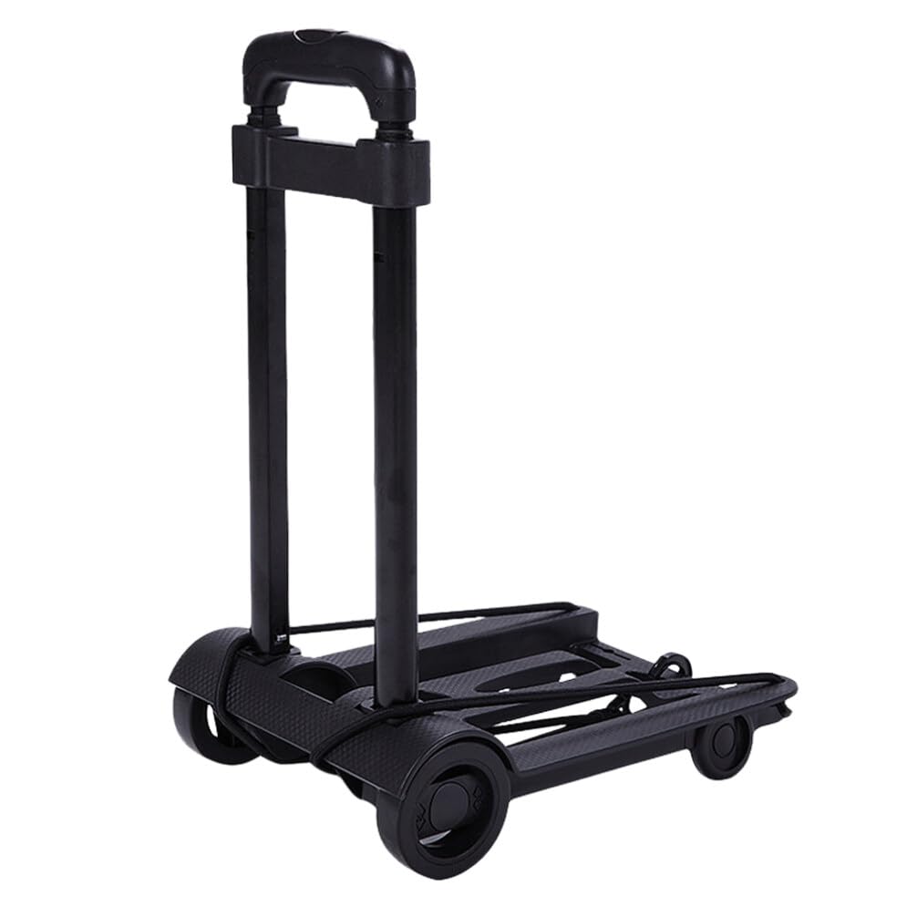 Folding Hand Truck Dolly Cart, Collapsible Hand Cart with Adjustable Handle Lightweight Trolley Cart for Moving, Travel, Shopping, Office Use, Portable and Compact