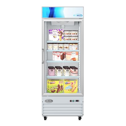 KoolMore MDF-1GD-23C-WH 31 in. Commercial One Glass Door Display Upright Freezer Merchandiser in White 23 Cu. Ft