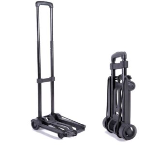 Folding Hand Truck Dolly Cart, Collapsible Hand Cart with Adjustable Handle Lightweight Trolley Cart for Moving, Travel, Shopping, Office Use, Portable and Compact