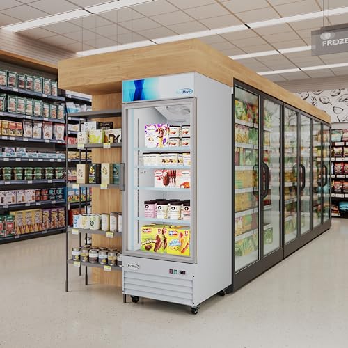 KoolMore MDF-1GD-23C-WH 31 in. Commercial One Glass Door Display Upright Freezer Merchandiser in White 23 Cu. Ft