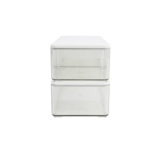 Martha Stewart Grady Clear Plastic Stackable Storage Boxes with White Engineered Wood Lids, Set of 3