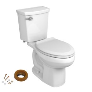 american standard 606aa001.020 h2optimum two-piece toilet with toilet seat and wax ring, elongated front, chair height, white, 1.1 gpf