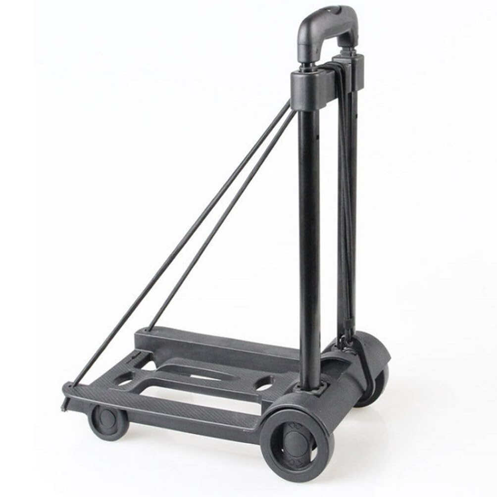 Folding Hand Truck Dolly Cart, Collapsible Hand Cart with Adjustable Handle Lightweight Trolley Cart for Moving, Travel, Shopping, Office Use, Portable and Compact