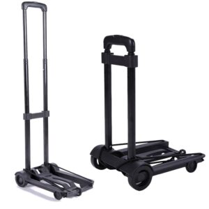 Folding Hand Truck Dolly Cart, Collapsible Hand Cart with Adjustable Handle Lightweight Trolley Cart for Moving, Travel, Shopping, Office Use, Portable and Compact