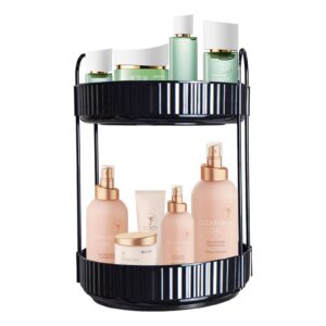 lvssci 2 tier 360° rotating makeup organizer,bathroom makeup carousel spinning holder rack, high-capacity skincare clear make up storage perfume organizers cosmetic dresser