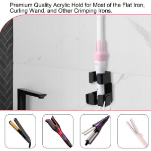 Beautyflier Acrylic Curling Iron Holder Wall Mount, Bathroom Hair Dryer Holder Wall Mounted Flat Iron Holder, Wall Mount Hair Straightener Holder Compatible with Dyson Airwrap Styler Complete (Black)