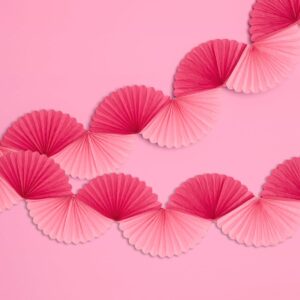 xo, fetti pink paper fan garland - 6 ft. | 3d bachelorette party decorations, birthday party supplies, pink preppy hbd, baby shower