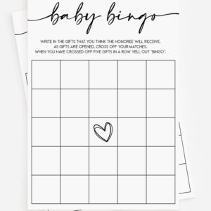 All Ewired Up 50 Baby Shower Bingo (50-Cards) Fun Baby Shower Game Activity, Gift, Gender Neutral Boy or Girl, Minimalist