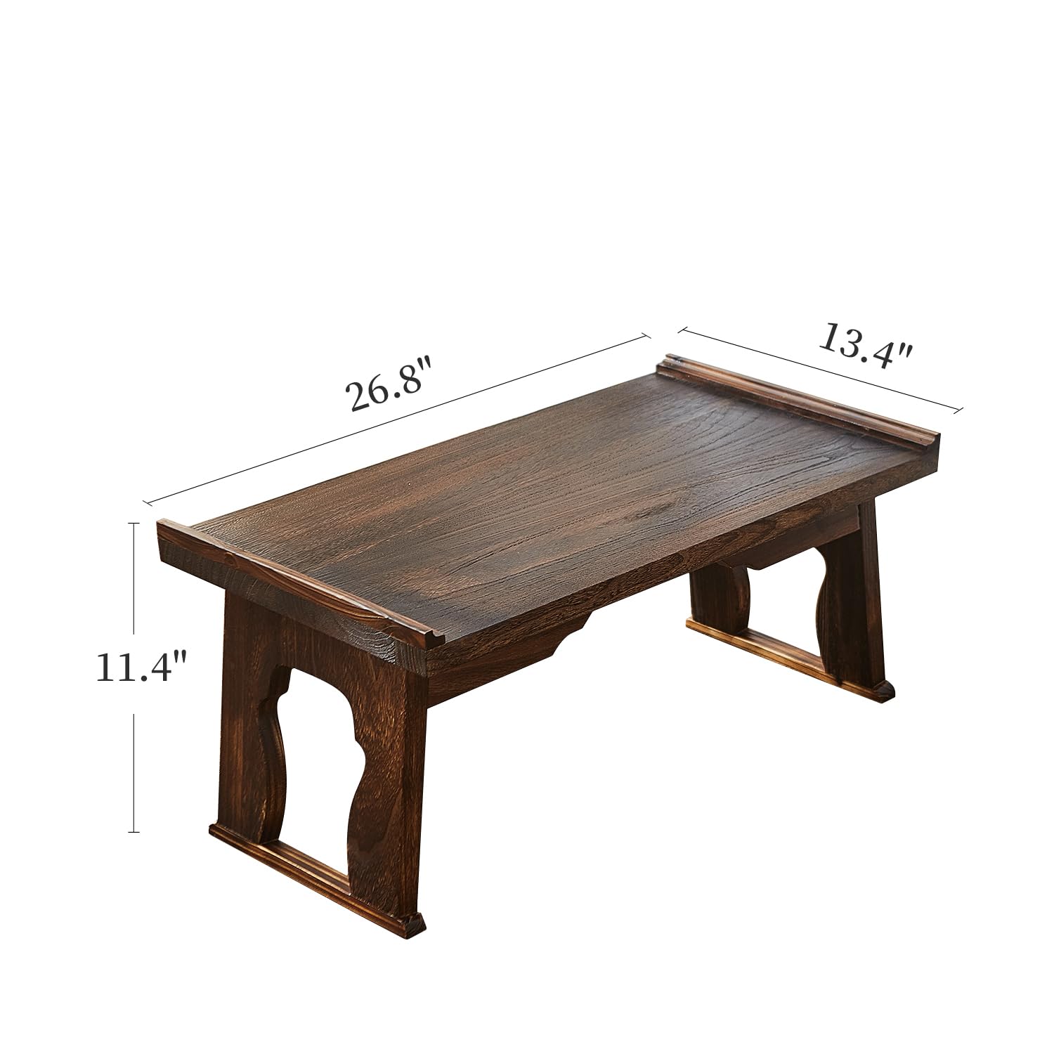 GZQWDC Japanese Floor Table,Small Coffee Table & Tea Table, Altar Table for Meditation,Low Table for Sitting on The Floor,Wood Bed Table Trays with Foldable Legs,Bed Laptop Desk