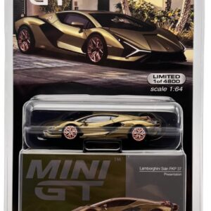 True Scale Miniatures Model Car Compatible with Lamborghini Sián FKP 37 Presentation Matte Green Limited Edition 1/64 Diecast Model Car MGT00529