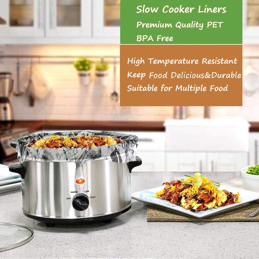 30×Slow Cooker Liners and Cooking Bags, Extra Large Cooking Liner Disposable Pot Bags, Fit 6QT to 10QT for Slow Cooker, Oval & Round Pot 14"x 22" /Bag