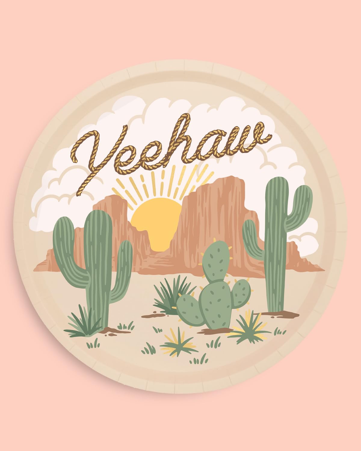 xo, Fetti Western Rodeo Paper Plates - 24 pk, 9" | Cowboy Birthday Party Decorations, Howdy Cowgirl Supplies, Yeehaw Western Baby Shower Favors, Wild West Theme Tableware