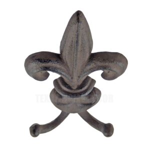 Vintage Fleur De Lis Double Wall Hook Cast Iron Key Coat Towel Hanger Antique Finish