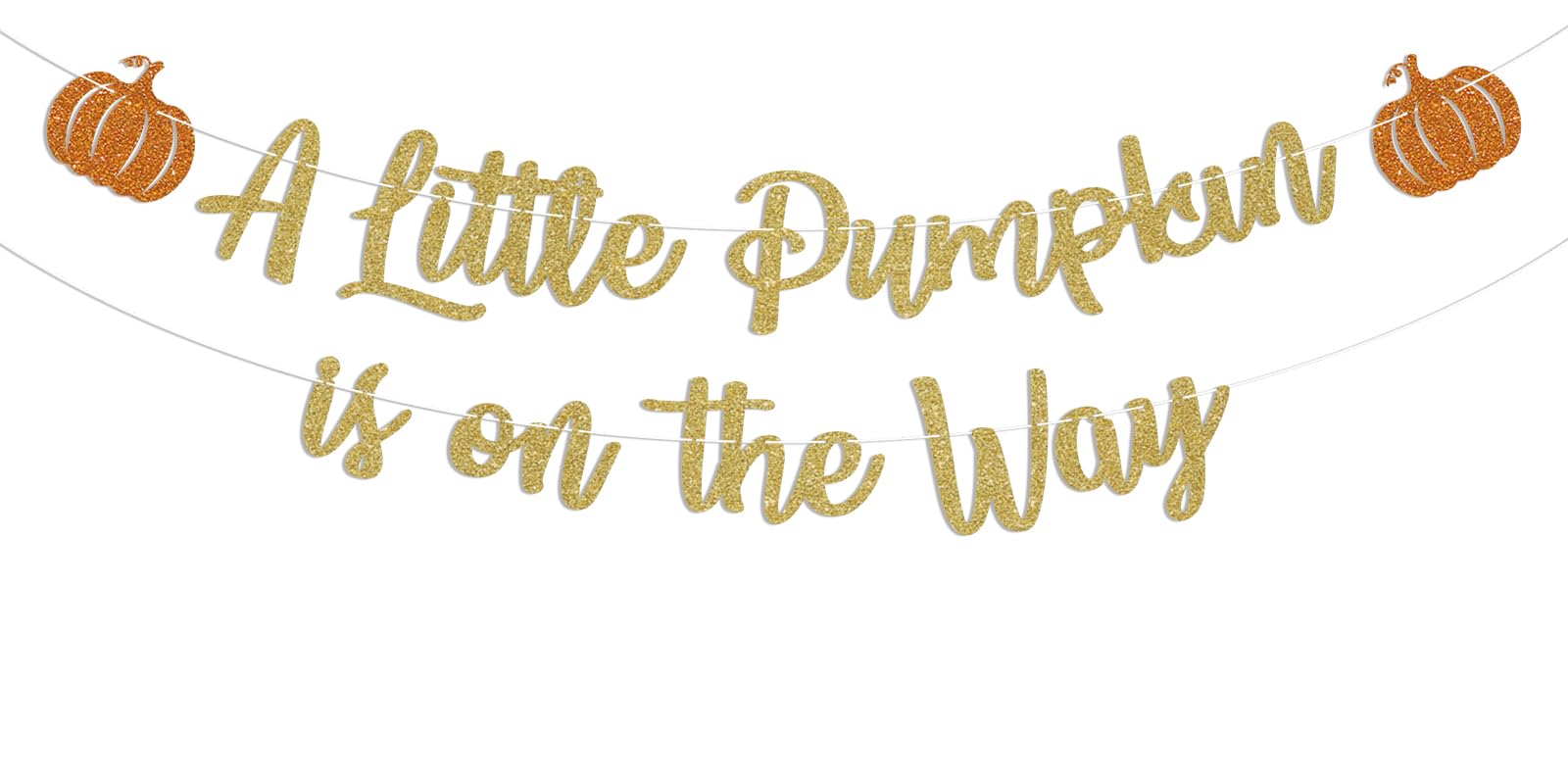 Gold Glitter A Little Pumpkin is on the Way Banner, Pumpkin Baby Shower Party Decorations, Fall Baby Shower Gender Reveal Birthday Party Decorations