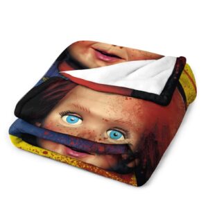 Childs Play Chucky Printed Flannel Blanket Lightweight Throw Blanket Ultra-Soft Micro Fleece Blanket Seasons Warm and Comfortable Plush BlanketTugeibec 30"x40"