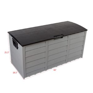 75 Gallon Deck Box for Outdoor Storage with Garden-Friendly Design, Ideal for Patio Furniture, Pool Toys, and Garden Tools, Measures 44 x 21.3 x 19.3 Inches,Black