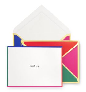 kate spade new york blank thank you cards, stationery set with 10 cards and envelopes, colorblock