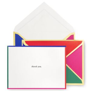 kate spade new york Blank Thank You Cards, Stationery Set with 10 Cards and Envelopes, Colorblock