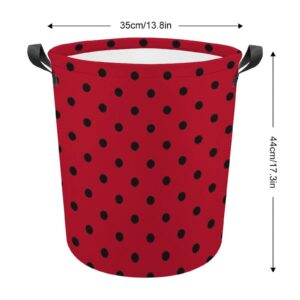 Large Laundry Hamper, Bag, Red and Black Polka Dots Collapsible Laundry Basket Dirty Clothes Washing Bin for College Dorm, Family Essentials