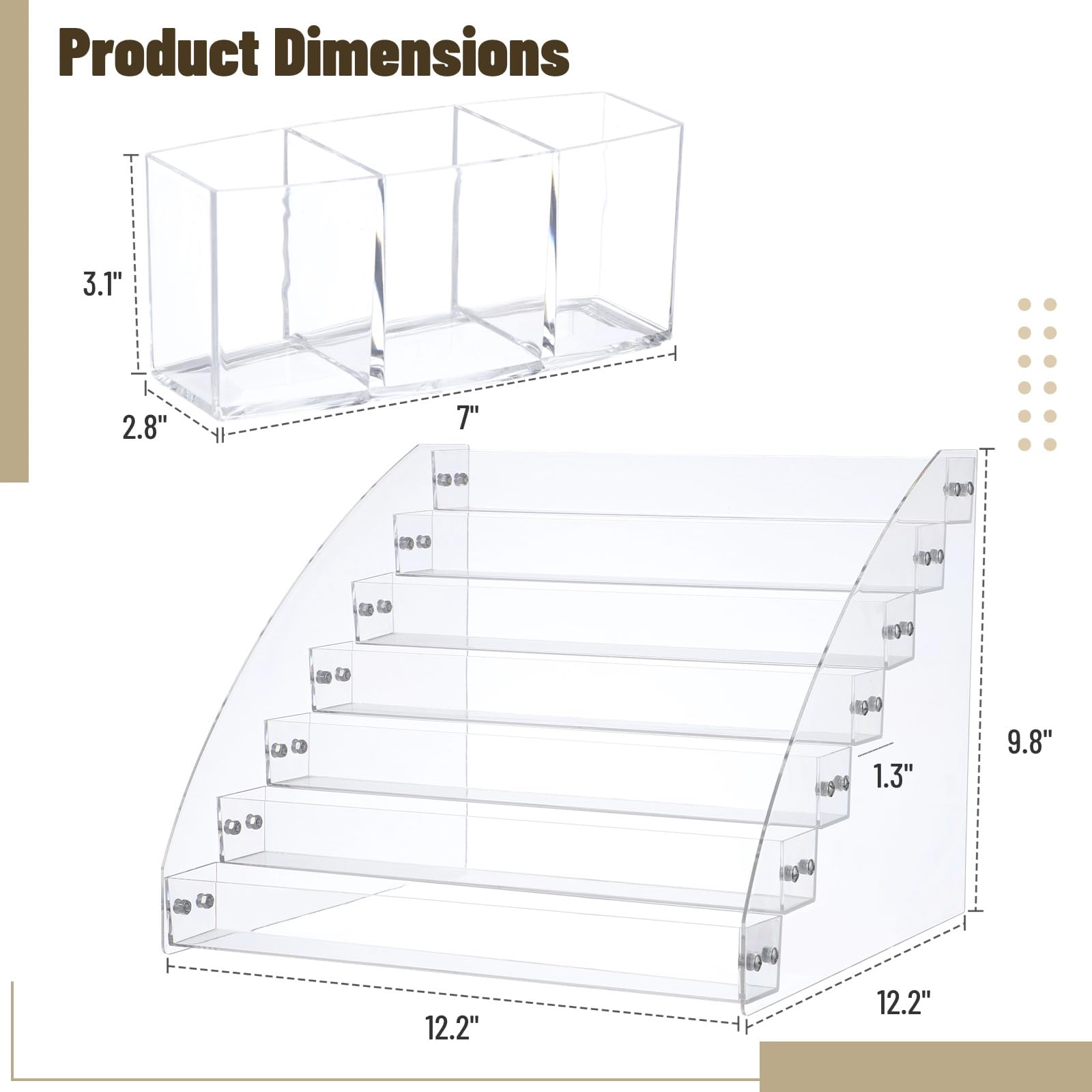 CDOKY Large 7-Tier Acrylic Paint Organizer with 3-Compartment Pen Holder, Space-Saving Paint Organizer Set Durable Acrylic Oil Paints Tubes Ink Bottle Tool Storage