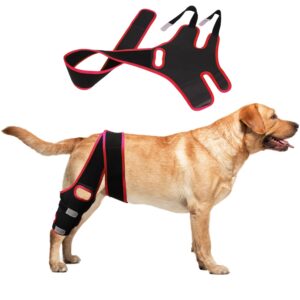 dog knee brace with side stabilizers for dog acl, adjustable canine shoulder leg hip wraps for arthritis & torn ccl, wound care & loss of stability from arthritis (s, red)