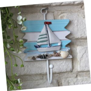 FUNOMOCYA 2Pcs Mediterranean Style Hooks Decorative Wall Hook Nautical Coat Hanger Ocean Decor Key Hanger Hooks Beach Wall Hook Home Decoration Wood Decor Wall Hanger Wall Mount Towel Wooden